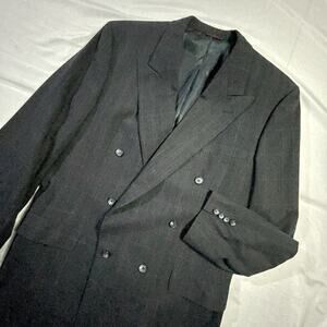 VTG Hart Schaffner Marx Blazer 46XL Extra Long Double Breasted Shadow Plaid HSM